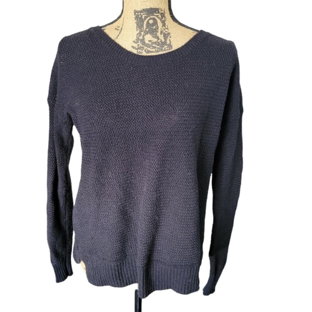 XS Madewell solid black crew neck long sleeve pullover sweater